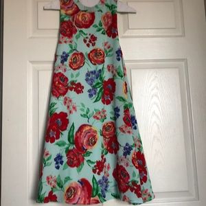 halter top floral dress above knee length